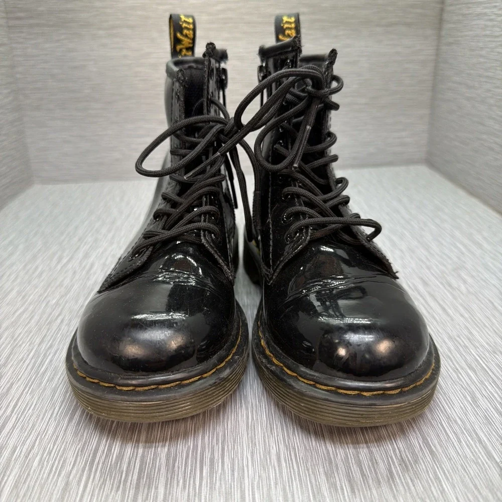 Dr Martens 1460 Youth‎ Boots Black Patent Lace Up Size 13